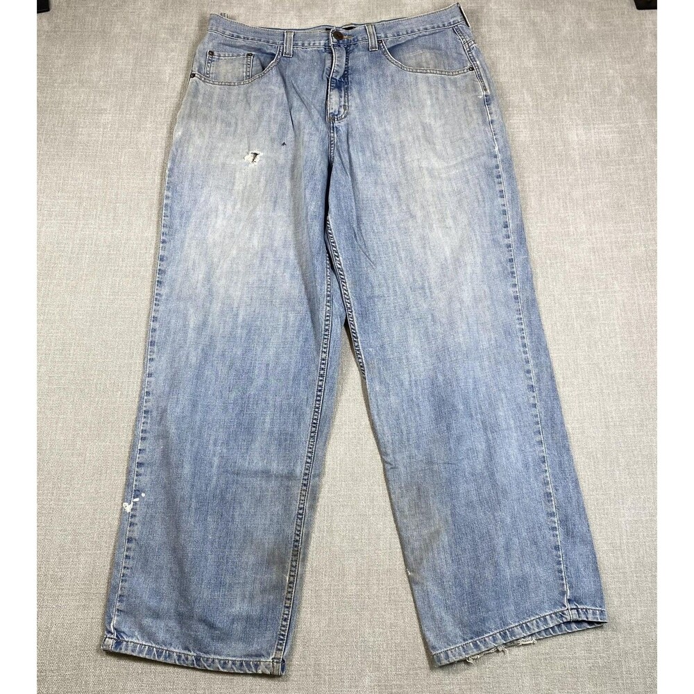 Vtg Anchor Blue Baggy Jeans Mens 36x32 Y2K 90s Thrashed Skater Grunge Relaxed